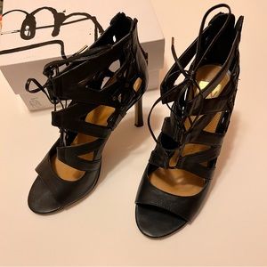 Dolce Vita Black Leather Safia Lace Up Stiletto Size 8